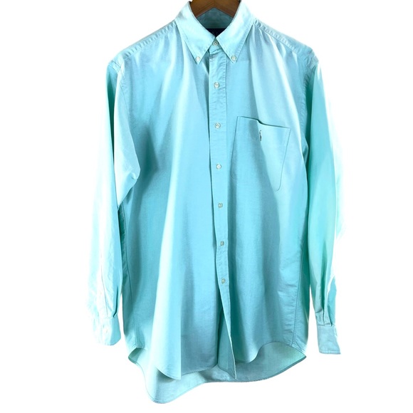 Ralph Lauren Blue Label Classic Fit Button Down Teal Shirt 100% Cotton Medium - Picture 2 of 12